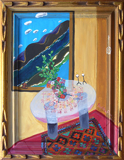 Interior-Exterior com Hamsa, “bonsai” e Par de Candelabros / Interior-Exterior with Hamsa, “Bonsai” and Pair of Candlesticks